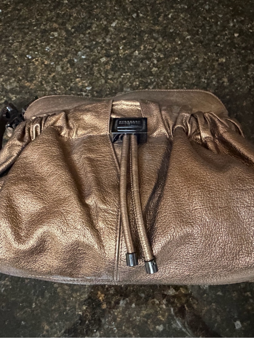 Burberry Metallic Bronze Drawstring Shoulder Bag - Picture 5 of 10
